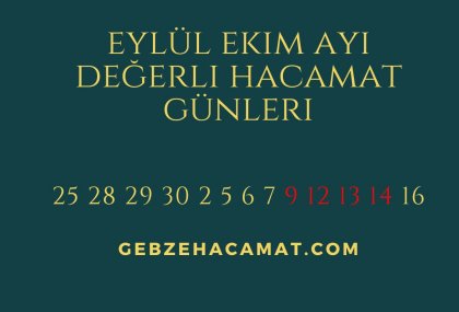 HACAMAT TAKVİMİ , HACAMAT DEĞERLİ GÜNLER