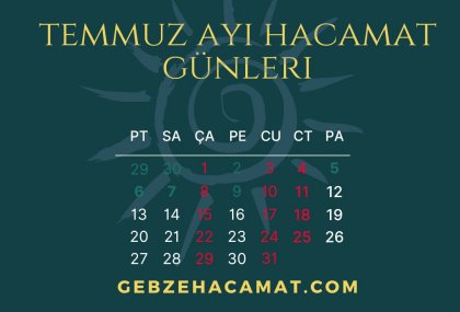 HACAMAT G&Uuml;NLERİ , HACAMAT DEĞERLİ G&Uuml;NLER